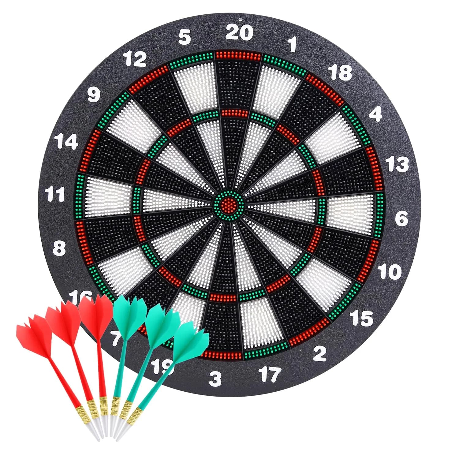 Theefun Safety Dart Board Set 16 Inch Rubber Dartboard with 6 Soft Tip Darts | Safe, Full-Sized, Indoor/Outdoor Fun - main product image