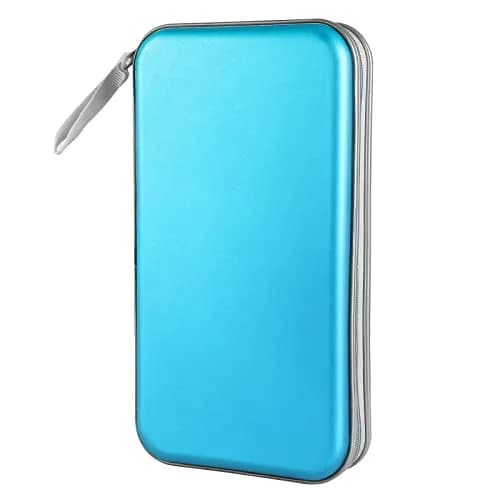 Siveit Sky Blue 80 Capacity CD Case Holder - Hard Plastic DVD Wallet with Zipper thumbnail 1