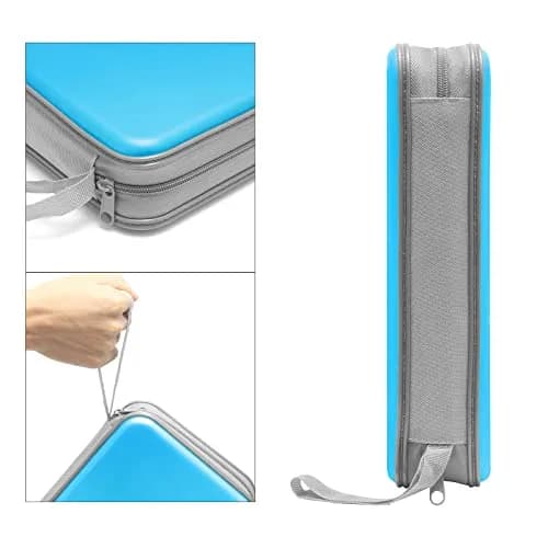Siveit Sky Blue 80 Capacity CD Case Holder - Hard Plastic DVD Wallet with Zipper thumbnail 3
