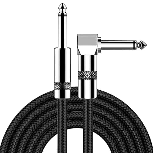 New Bee 10ft Black Right-Angle Guitar Cable for Electric Bass & AMP thumbnail 1