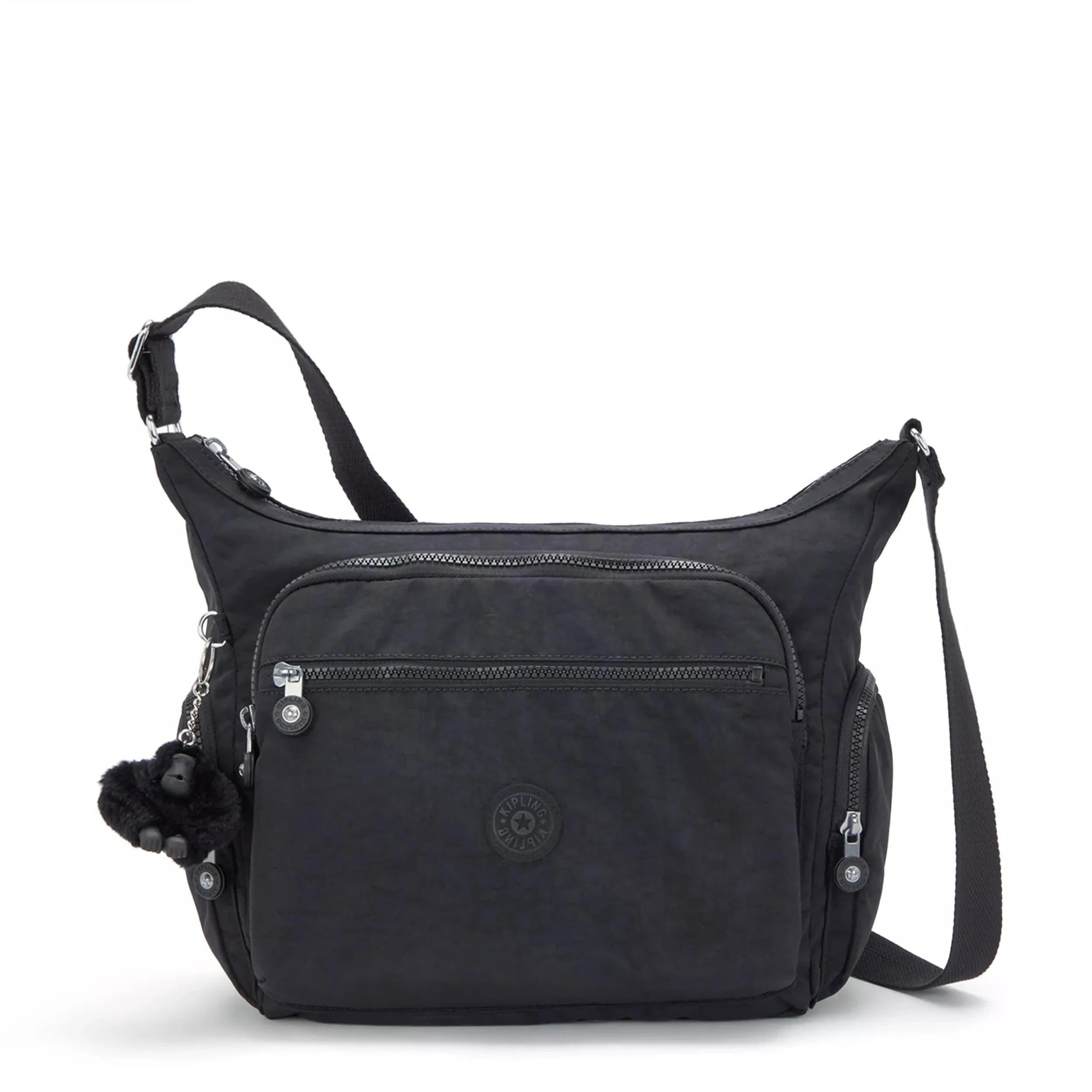 Kipling Women's Gabbie Crossbody Bag Black Noir 35.56cm (14"L) x 29.85cm (11.75"H) x 18.42cm (7.25"D) | Lightweight Everyday Purse with 7 Pockets