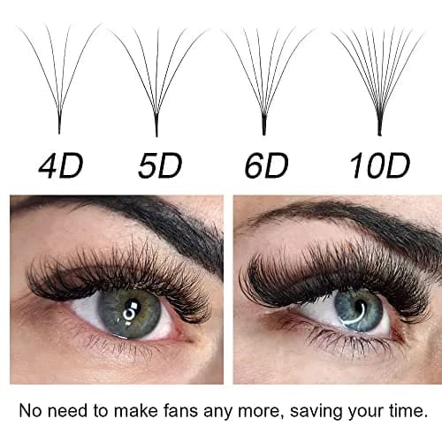 NAGARAKU Premade Fans Eyelash Extensions 11mm | 6D Volume, C & D Curl, Fluffy Matte Black, 320 Fans thumbnail 4