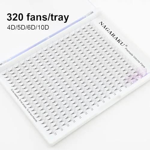 NAGARAKU Premade Volume Fans 6D 0.07 C 15mm 320 Fans Matte Black | Professional Salon Lash Extensions thumbnail 5