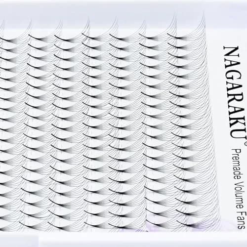 NAGARAKU Premade Volume Fans 6D 0.07 C 15mm 320 Fans Matte Black | Professional Salon Lash Extensions thumbnail 6