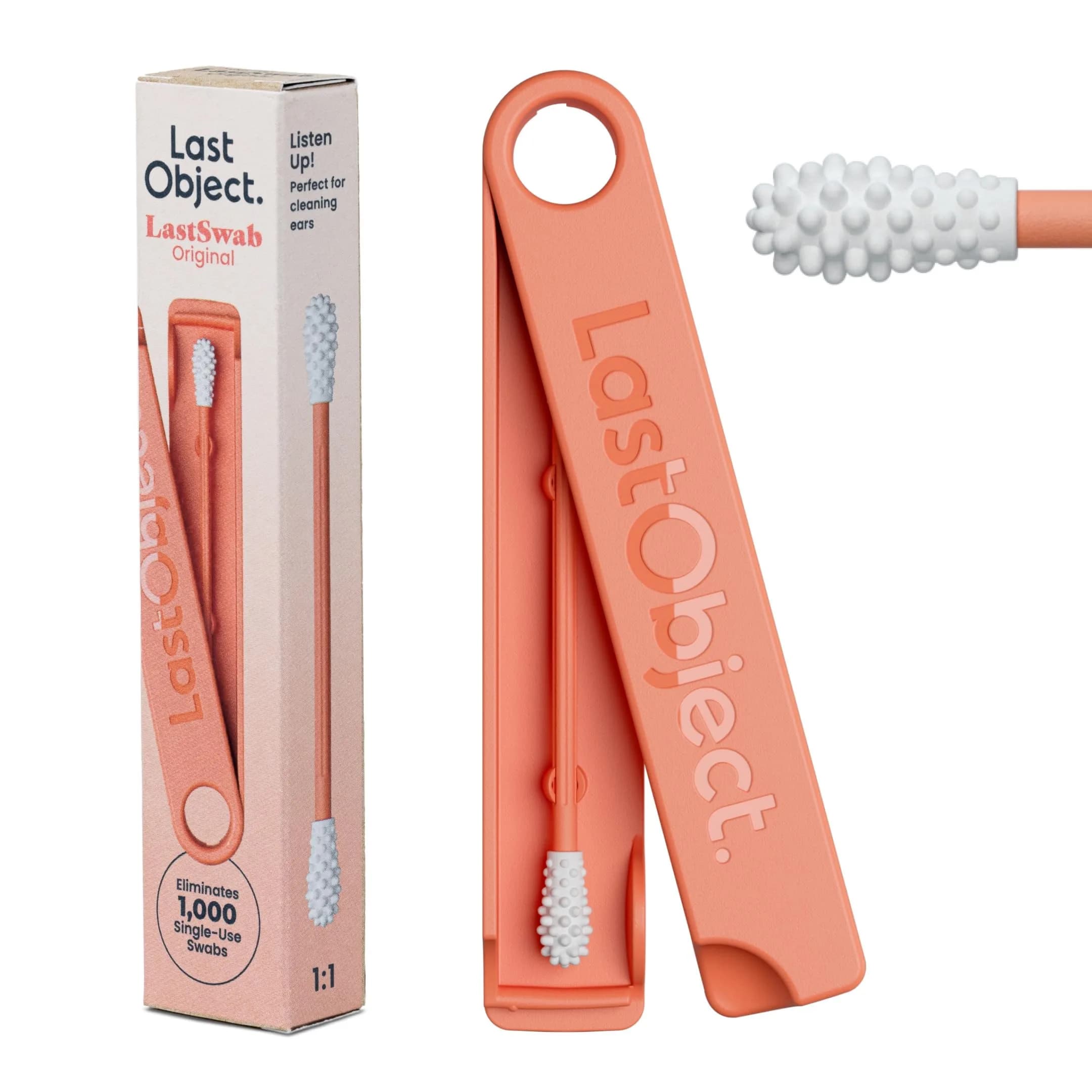 LastSwab Reusable Cotton Swabs for Ear Cleaning Blue | Sustainable Alternative to Single-Use Q Tips — Peach