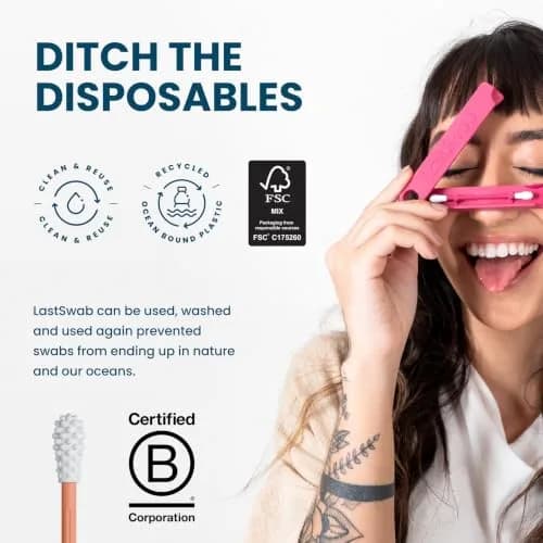 LastSwab Reusable Cotton Swabs & Q-Tips - Peach | Eco-Friendly Silicone Ear Cleaner thumbnail 6