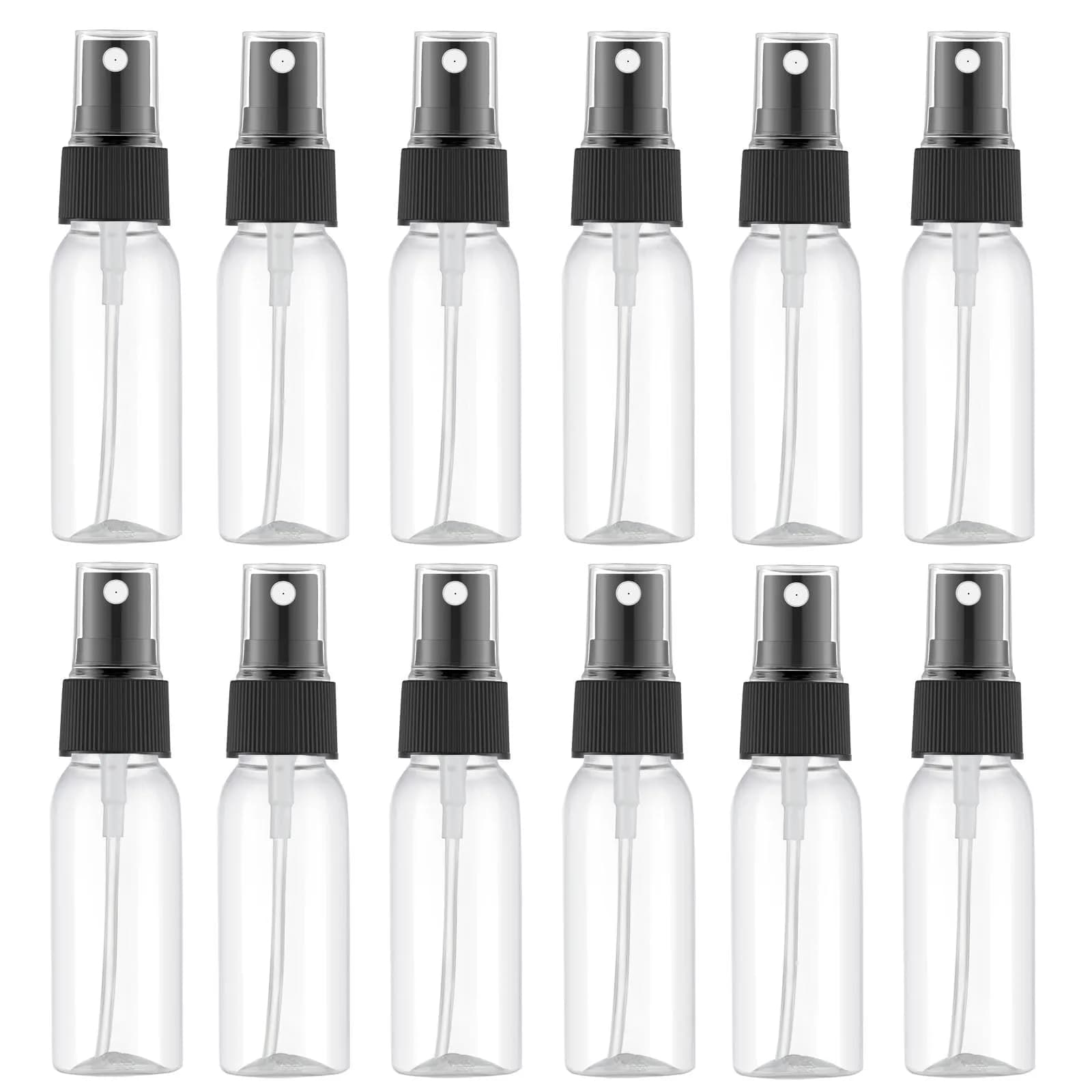 Lil Ray Amber Plastic Spray Bottle 30ml (1 Oz) | 12-Pack Travel Size Fine Mist Sprayer — Clear