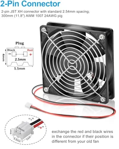 GDSTIME 120mm 48V DC Cooling Fan 12cm x 2.5cm (4.72x0.98 inches) | Dual Ball Bearing for Servers & Electronics thumbnail 5