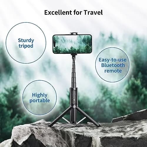 ATUMTEK Selfie Stick Tripod 80cm (31.3") with Bluetooth Remote | Integrated Aluminum Design for iPhone & Samsung thumbnail 6
