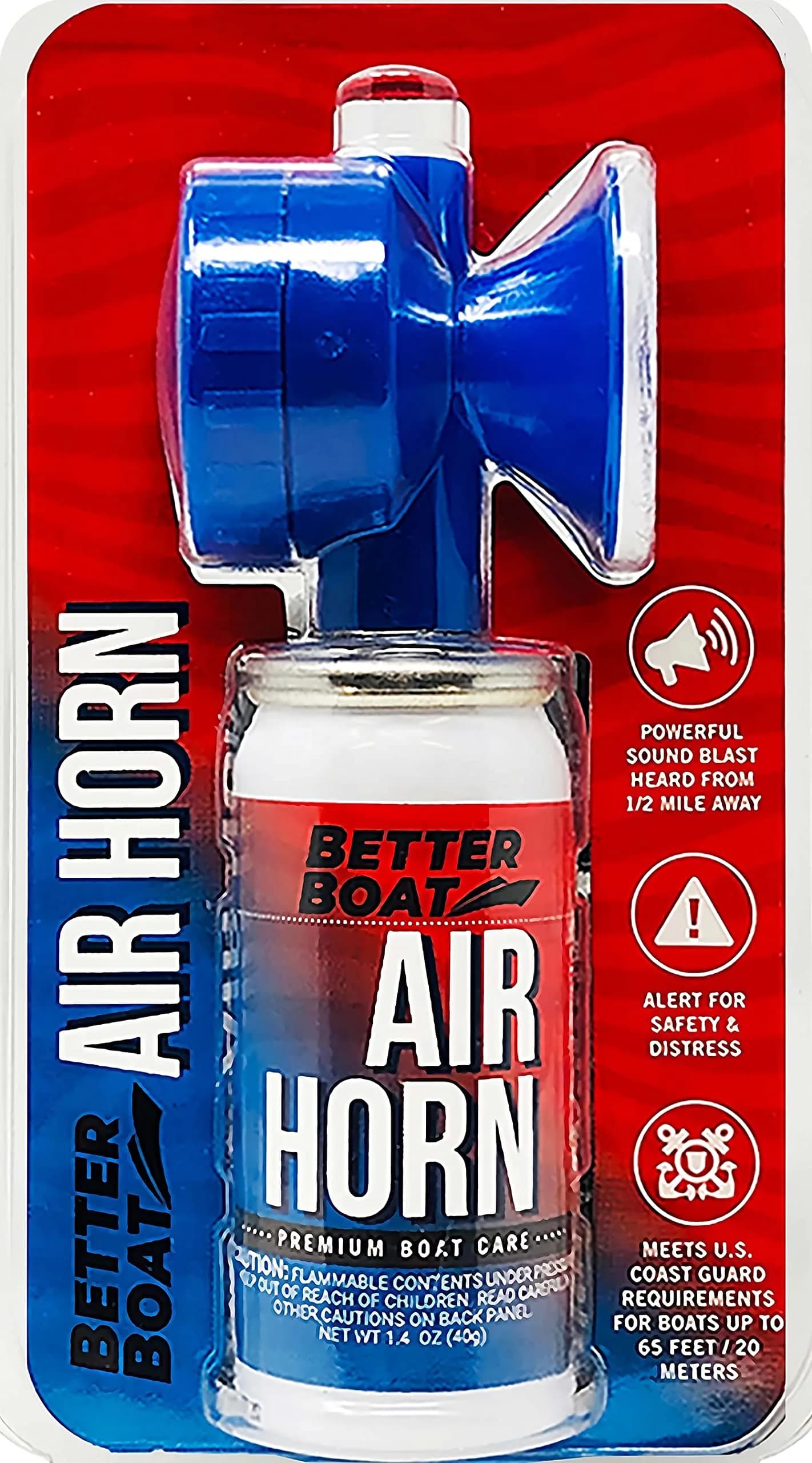 Better Boat 1.4 oz Air Horn with Horn | 120 dB Loud Signal for Boating Safety — 1.4 oz
