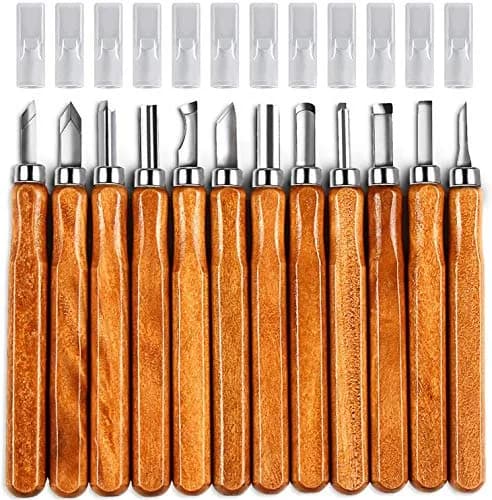 AUGSUN Wood Carving Knife Set 20 PCS | Carbon Steel Blades & Ergonomic Wooden Handles thumbnail 4