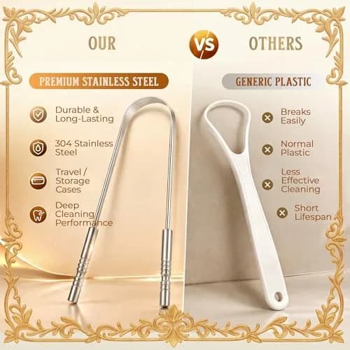mastermedi Stainless Steel Tongue Scraper Family Pack (4 pcs) | Removes Bad Breath, Enhances Taste thumbnail 7