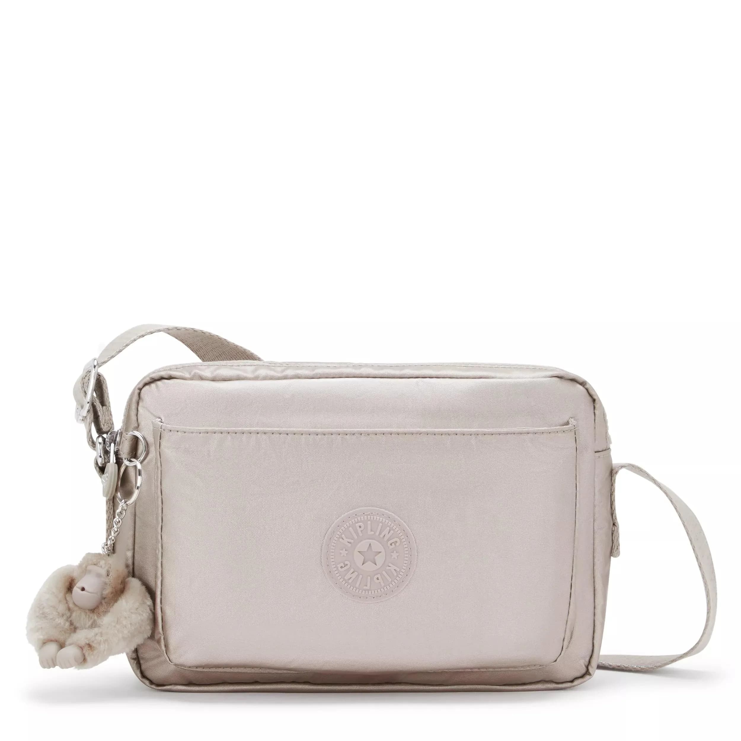 Kipling Abanu Medium Crossbody Bag 25cm (9.8in) | Lightweight Nylon Multi-Compartment Bag — Metallic Glow