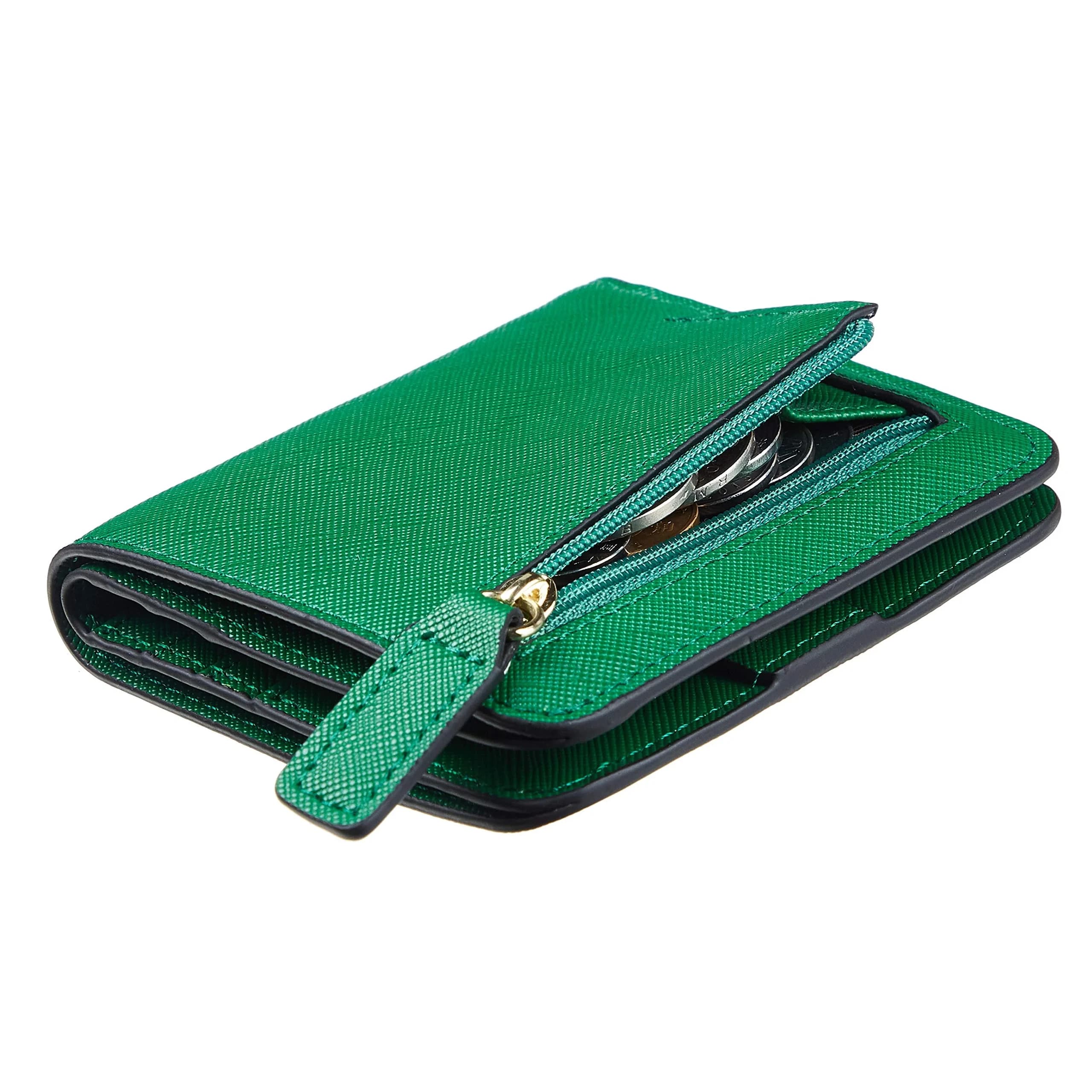 Toughergun CH Green Women's Slim Leather RFID Bifold Mini Wallet Purse