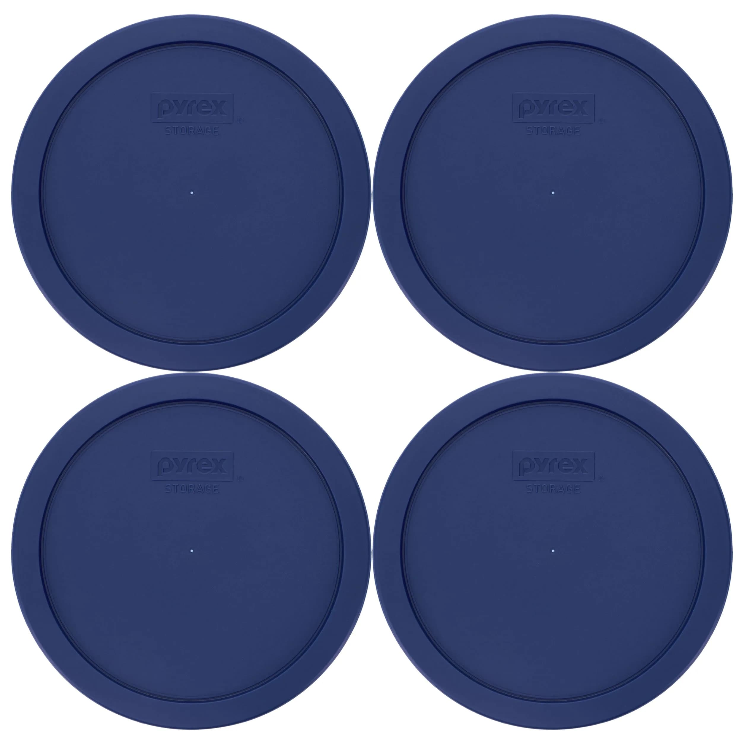 Pyrex 7402-PC Blue Food Storage Replacement Lids 19 cm (7.5 inches) | BPA-Free Plastic, Fits 6-Cup Mixing & 7-Cup Glass Bowls, 4-Pack - main product image