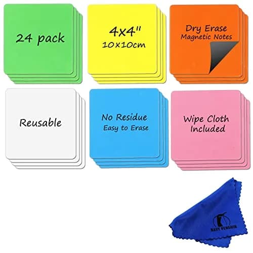 Navy Penguin Dry Erase Magnets 24 Pack 4x4 in | Magnetic Notes for Whiteboard & Fridge thumbnail 1
