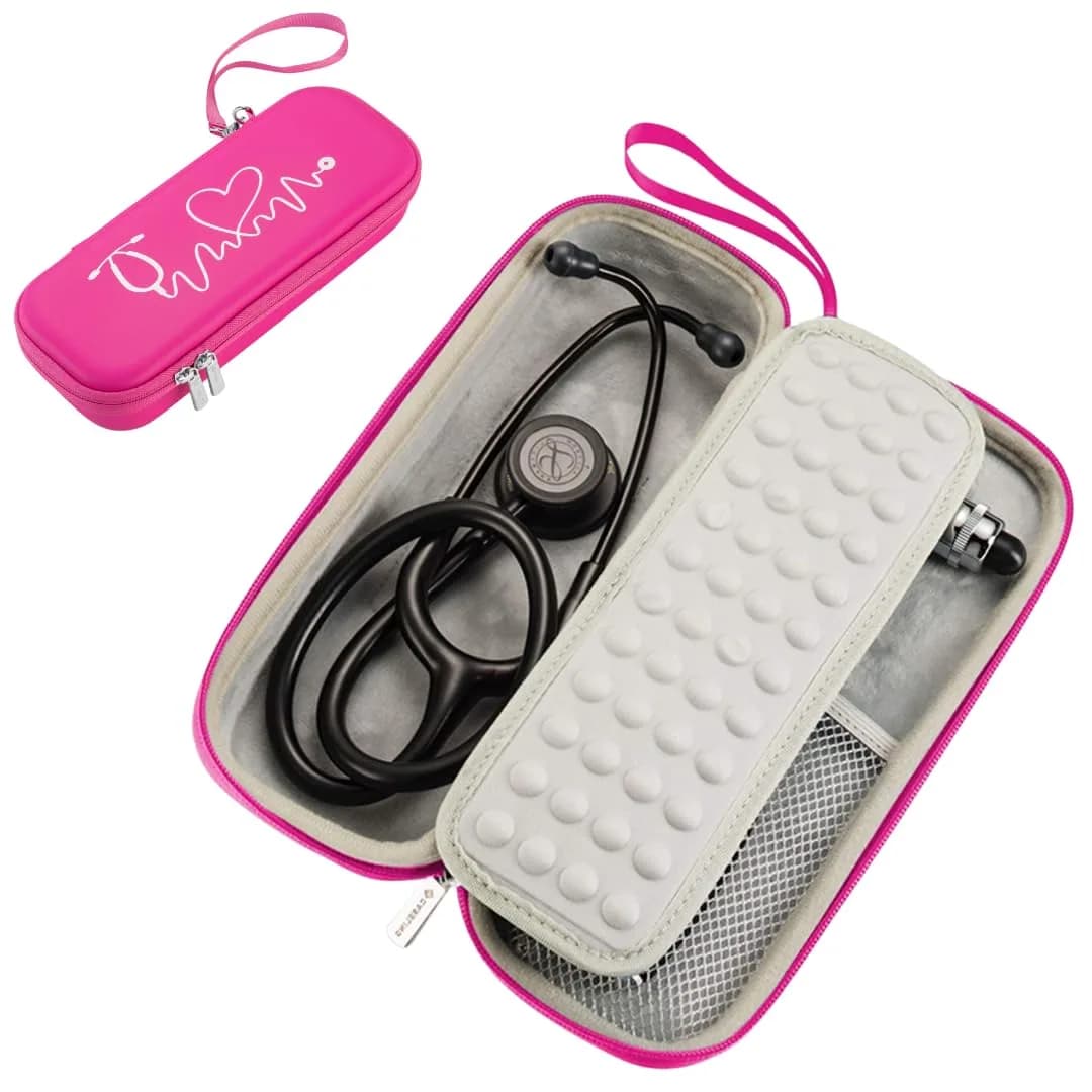 caseling Hard Stethoscope Case for Littmann Classic III & Cardiology IV | Protects Medical Tools from Drops & Dust — Pink - Pu Leather