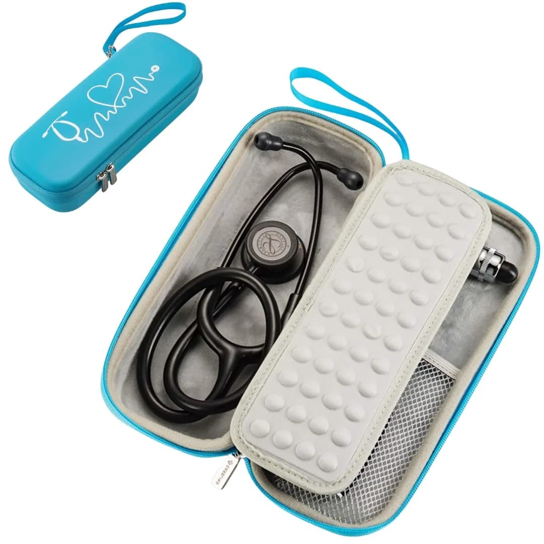 caseling Hard Stethoscope Case for Littmann Classic III & Cardiology IV | Protects Medical Tools from Drops & Dust — Blue - Pu Leather