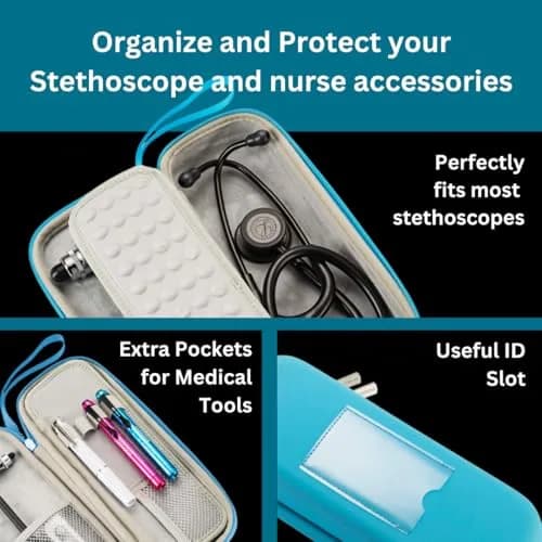 caseling Blue PU Leather Stethoscope Case | Water-Resistant, Shockproof, Dust-Proof for Nurse Accessories thumbnail 3