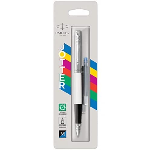 Parker Jotter Originals Fountain Pen Classic White Finish Medium Nib 13cm (0.5in) | Smooth Ink Flow thumbnail 1