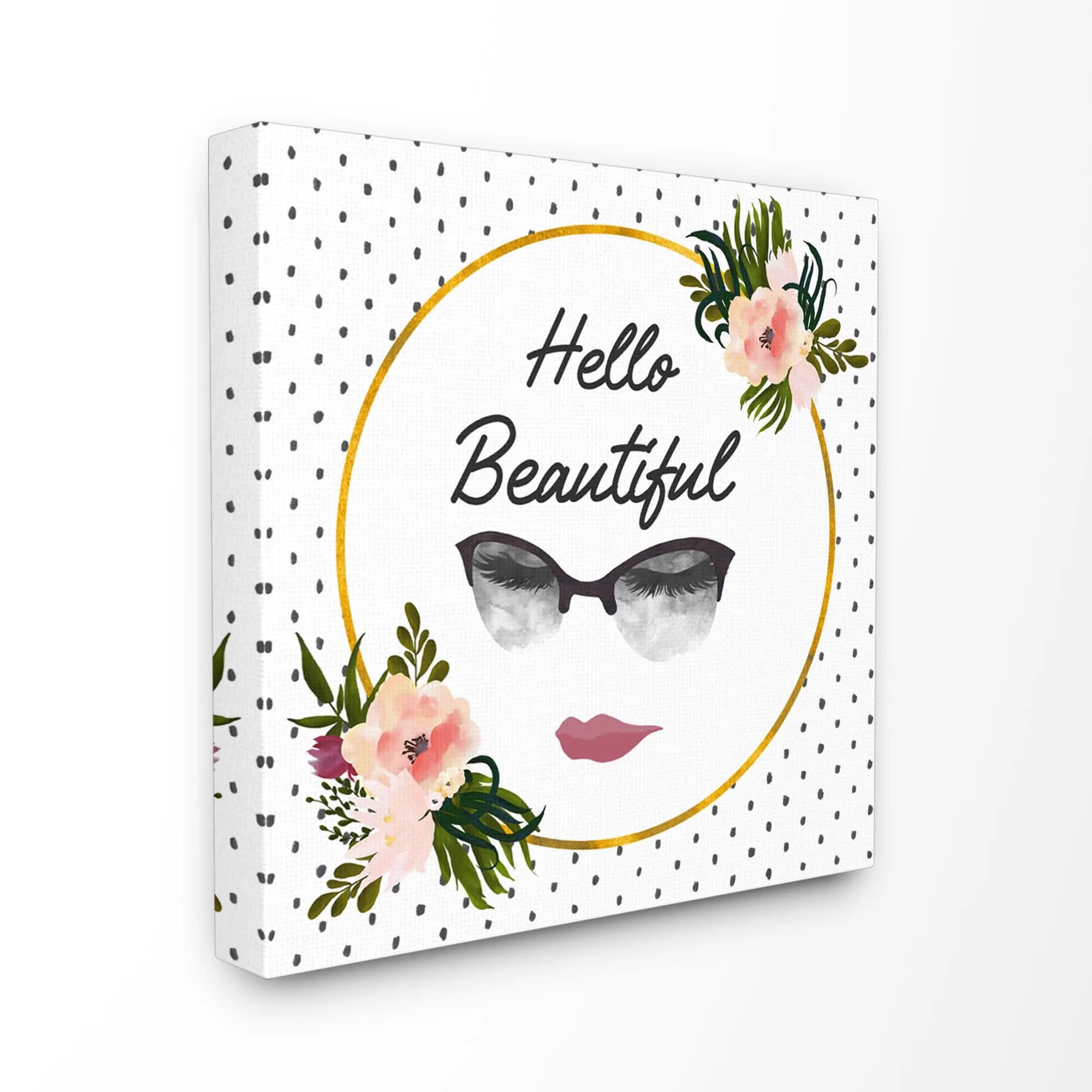 Stupell Industries Hello Beautiful Floral Canvas Wall Art 17 x 17 Inch | Modern Floral Decor for Stylish Spaces - main product image