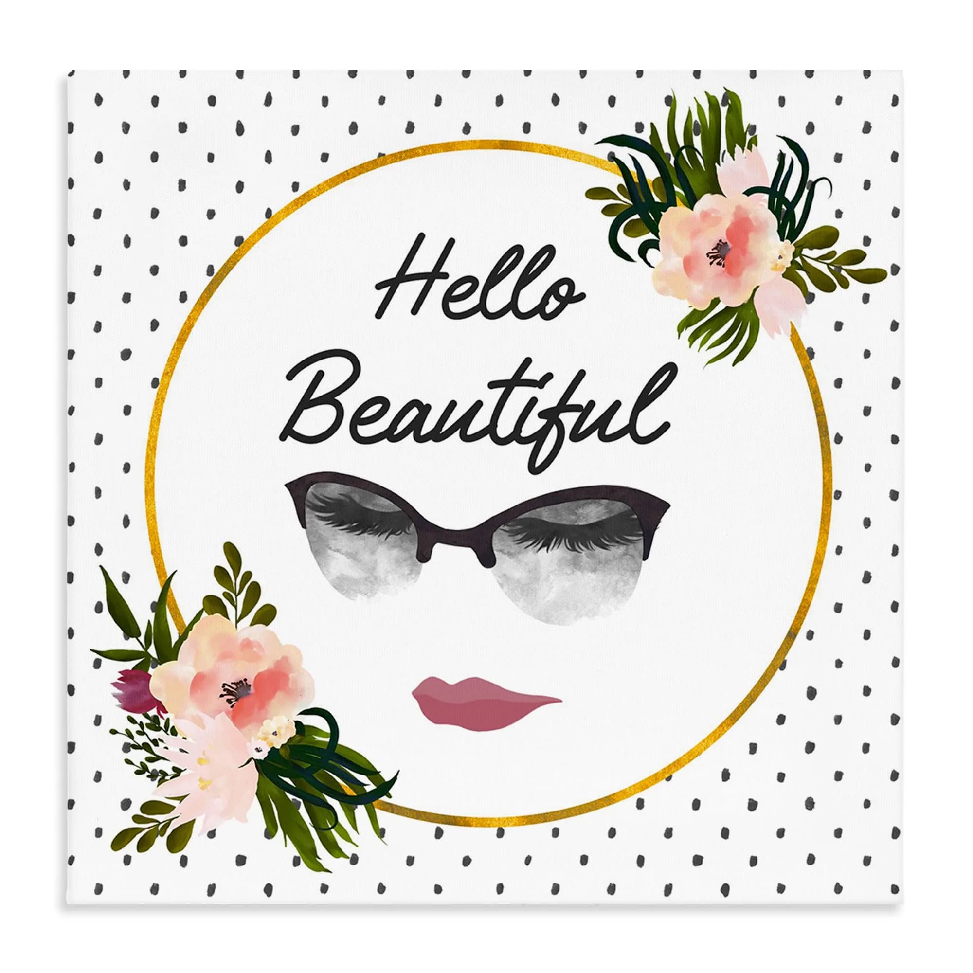 Stupell Industries Hello Beautiful Floral Canvas Wall Art 17 x 17 Inch | Modern Floral Decor for Stylish Spaces — 30"L x 30"W / Wrapped Canvas (1.5"D)