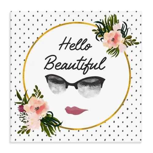 Stupell Industries Hello Beautiful Floral Canvas Wall Art 30 x 30 Inch | Modern Floral Design with Positive Message thumbnail 1