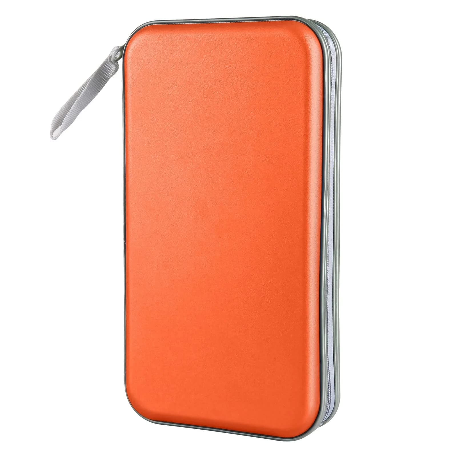 Siveit 80 Capacity CD Case Holder - Orange Hard Plastic DVD Wallet with Zipper