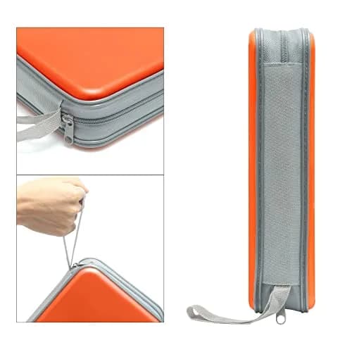 Siveit 80 Capacity CD Case Holder - Orange Hard Plastic DVD Wallet with Zipper thumbnail 3