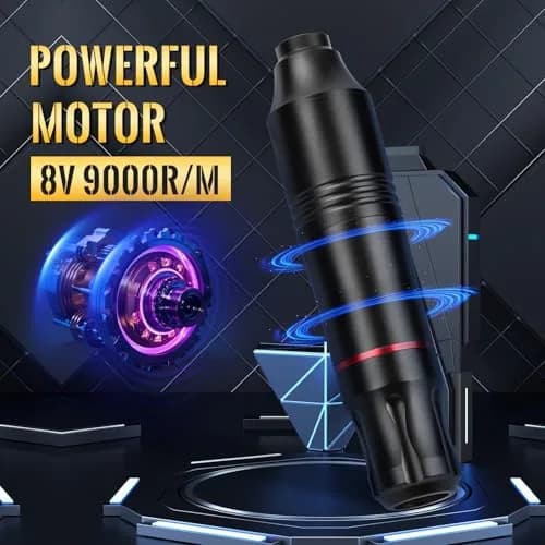 ATOMUS Rotary Tattoo Machine Pen Style Cartridge Machine Gun Liner Shader with DC Cord 9000r/m Motor Zinc Alloy Tattoo Machine Kit for Body Art Tattoo (Black) thumbnail 3