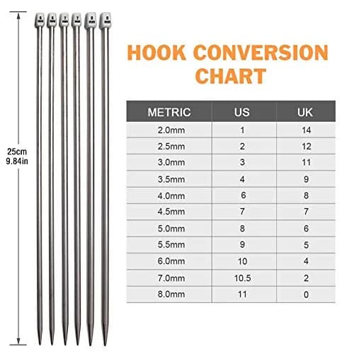 BCMRUN Knitting Needle Set 2mm-8mm (0.08-0.31 inch) | 22PCS Stainless Steel Straight Needles with Accessories thumbnail 3