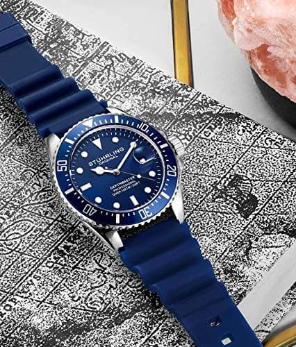 Stuhrling Original Men’s Dive Watch 42mm Stainless Steel | Water Resistant to 100M, Japanese Quartz, Rubber Strap thumbnail 2
