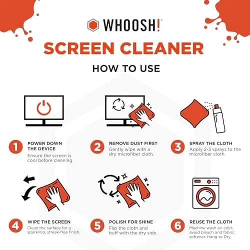 WHOOSH! Screen Shine Go XL Screen Cleaner Spray 100ml (3.4 fl oz) with Microfiber Cloth | Safe for All Coated Screens thumbnail 7