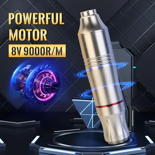 ATOMUS Rotary Tattoo Machine Pen Style Cartridge Machine Gun Liner Shader with DC Cord 9000r/m Motor Zinc Alloy Tattoo Machine Kit for Body Art Tattoo (Silver) thumbnail 3