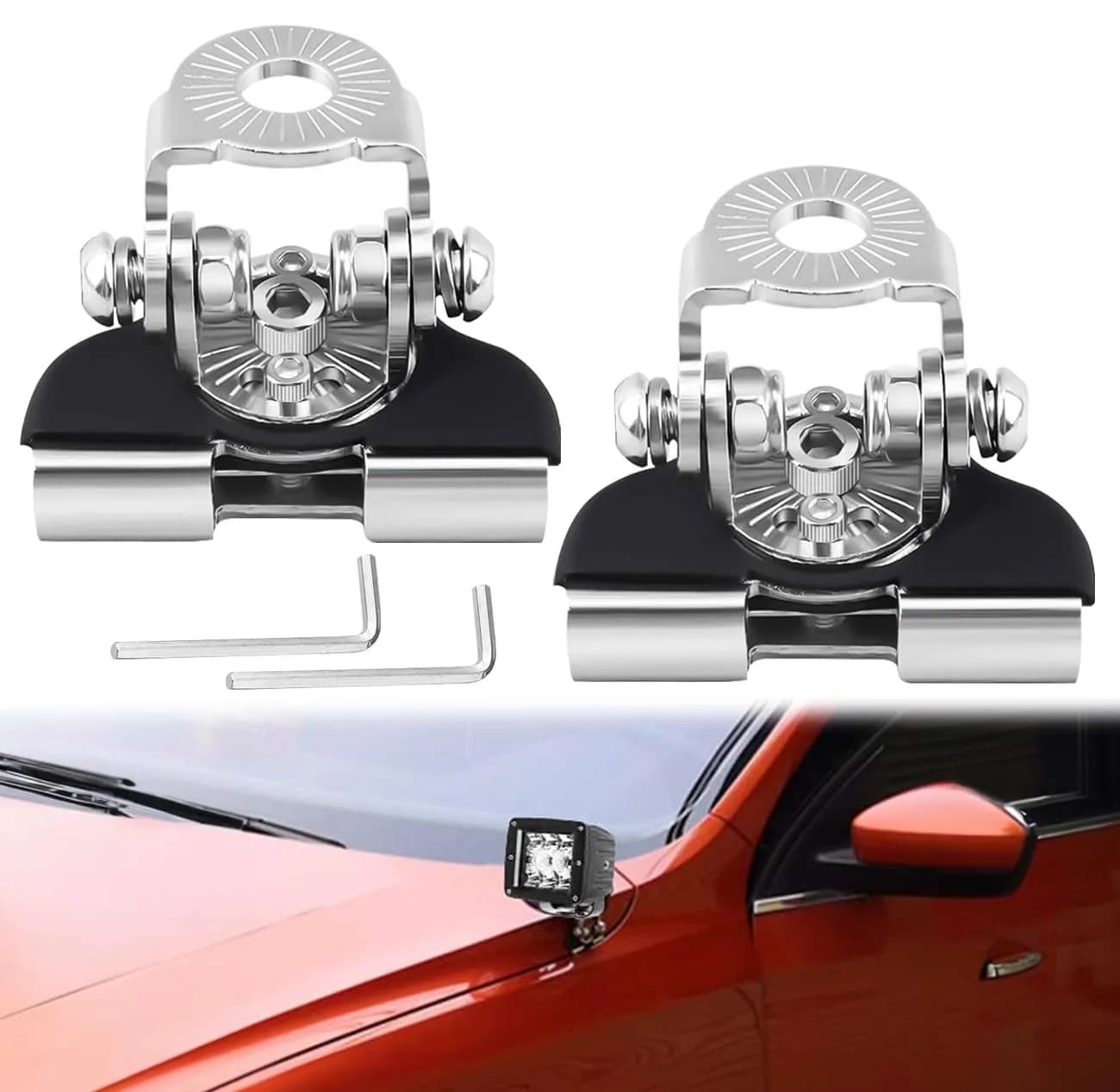 NORTHYUN Universal LED Light Bar Mounting Brackets 2PCS | Hood Mount Clamp Work Light Holder