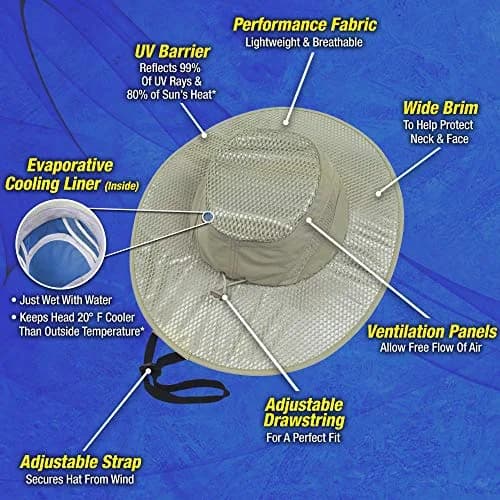 Arctic Air Evaporative Cooling Hat Beige One Size (Adjustable) | UV Reflective Technology & Hydro-Chill Cooling Liner thumbnail 6