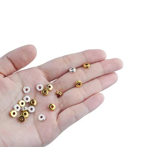Aylifu Metal Spacer Beads 6mm (0.24 inch) Flat Round Disc Rondelle Spacer Beads for Jewelry Making - Silver & Golden (200pcs) thumbnail 7