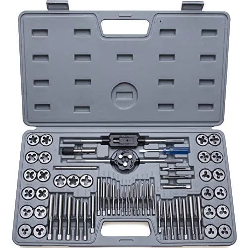 EFFICERE 60-Piece Tap and Die Set | Metric M3-M12 & SAE #4-1/2" Inch Threads | Includes 27 Taps, 27 Dies, Wrenches, Case thumbnail 2