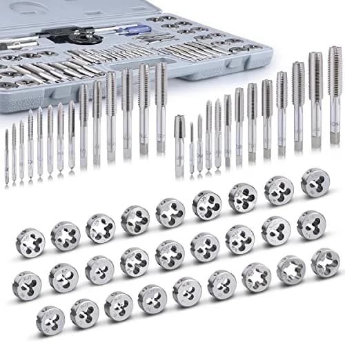 EFFICERE 60-Piece Tap and Die Set | Metric M3-M12 & SAE #4-1/2" Inch Threads | Includes 27 Taps, 27 Dies, Wrenches, Case thumbnail 3
