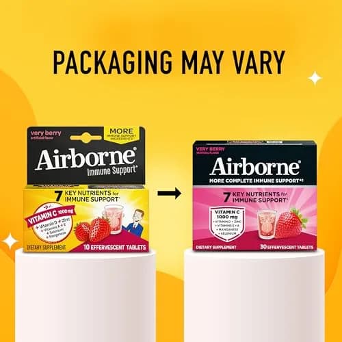 Airborne Variety Pack Immune Support Effervescent Tablets 60 Count (2 Pack, Citrus + Verry Berry) | 1000mg Vitamin C, D, Zinc, Antioxidants thumbnail 7