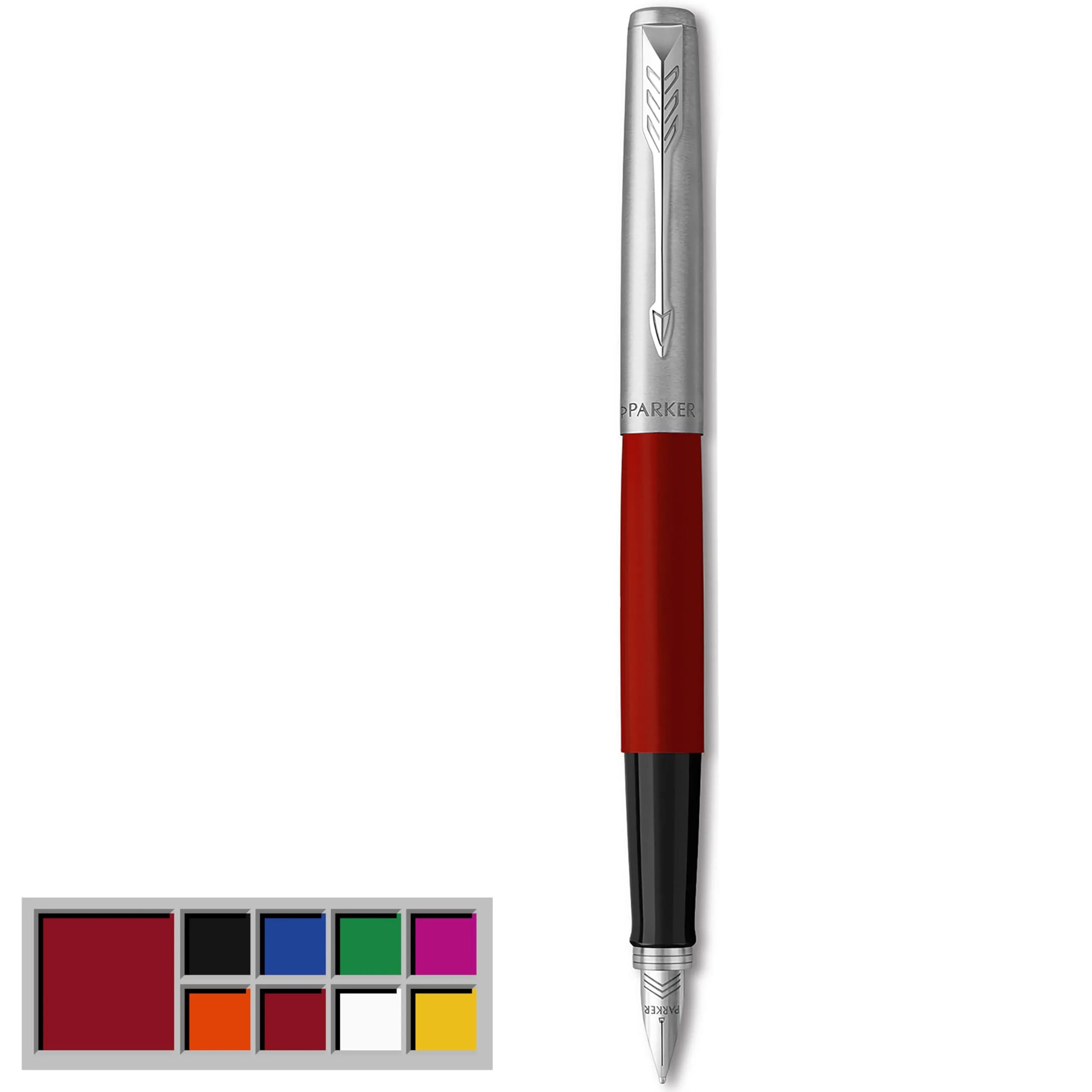 Parker Jotter Originals Fountain Pen Classic White Finish Medium Nib 13cm (0.5in) | Smooth Ink Flow — Classic Red