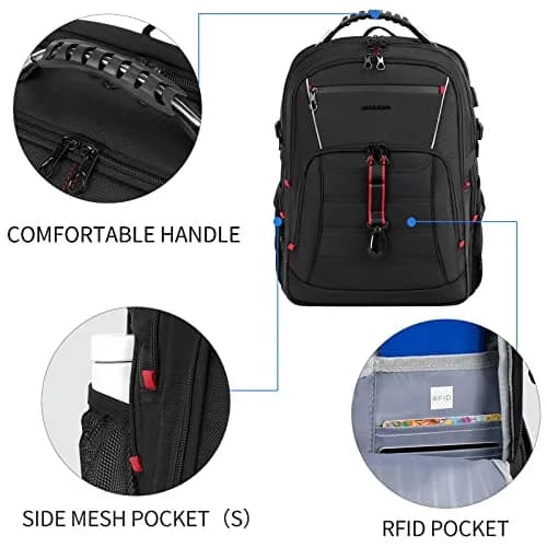 KROSER Travel Laptop Backpack 18.4 inch | Water-Repellent, USB Port & Reflective Stripes thumbnail 4