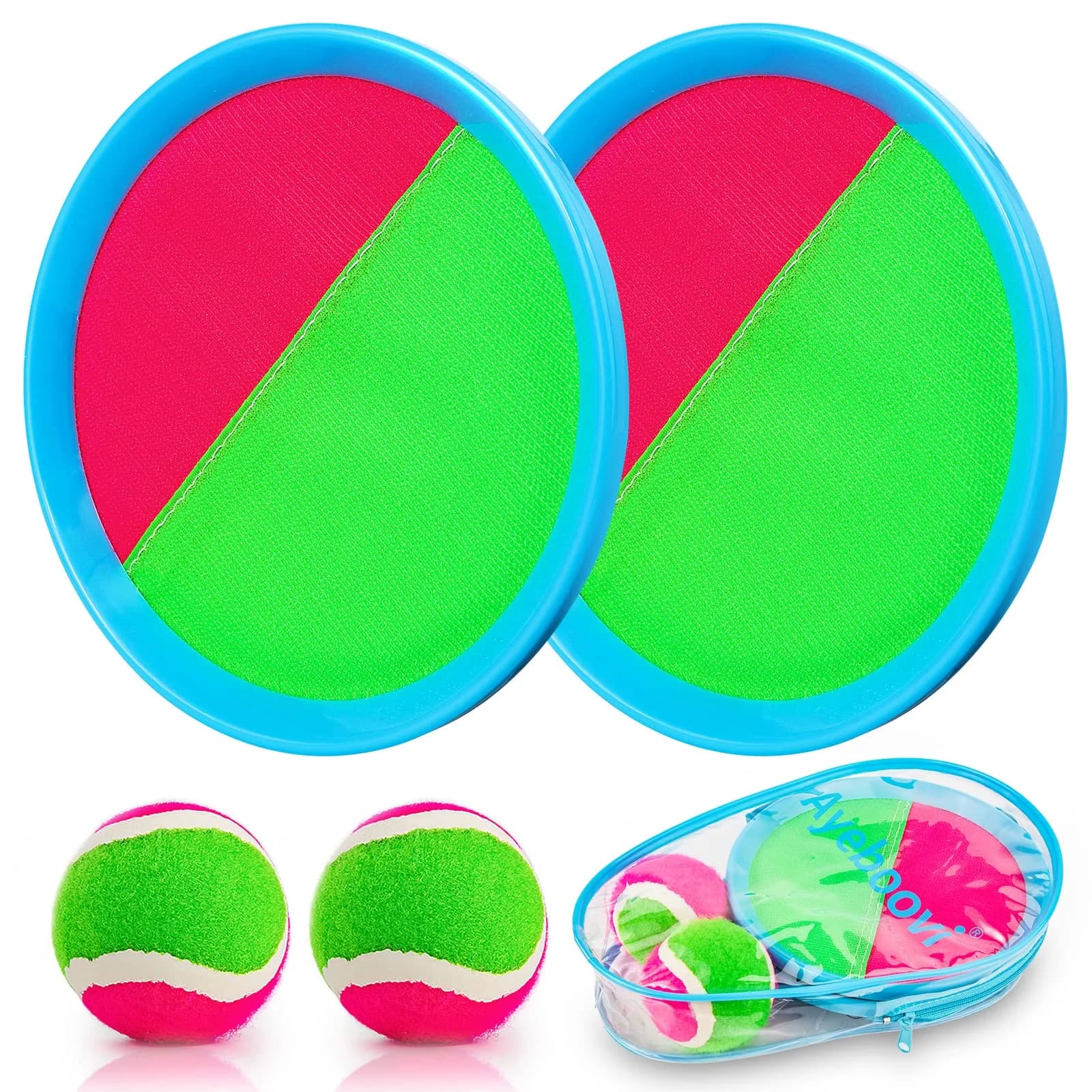Ayeboovi Toss and Catch Ball Game Set with 2 Paddles & 2 Balls | Classic Outdoor Fun for Kids Ages 3-12