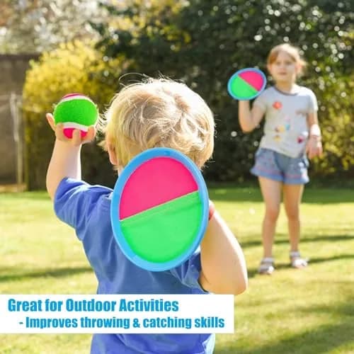 Ayeboovi Toss and Catch Ball Game Set with 2 Paddles & 2 Balls | Classic Outdoor Fun for Kids Ages 3-12 thumbnail 5