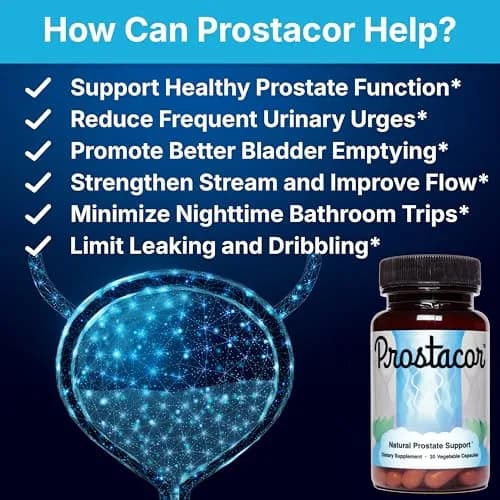 Prostacor Natural Prostate Support Supplement for Men, Vegan, Gluten-Free 30 Count (Pack of 1) | Supports Healthy Urine Flow, Fewer Urges, Bladder Control, and Uninterrupted, Restful Sleep Through the Night thumbnail 2