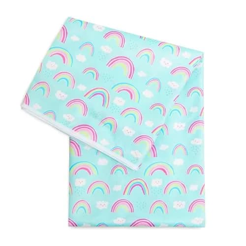 Bumkins Splat Mat 42x42 Inch Waterproof Reusable Fabric for Kids, Arts & Crafts, Playtime, Rainbow Blue thumbnail 1