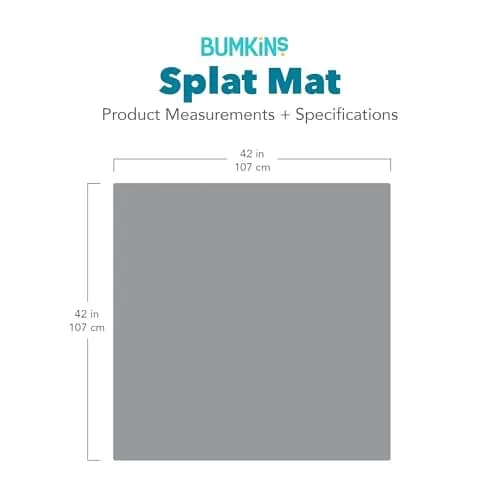 Bumkins Splat Mat 42x42 Inch Waterproof Reusable Fabric for Kids, Arts & Crafts, Playtime, Rainbow Blue thumbnail 7