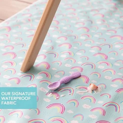 Bumkins Splat Mat 42x42 Inch Waterproof Reusable Fabric for Kids, Arts & Crafts, Playtime, Rainbow Blue thumbnail 3