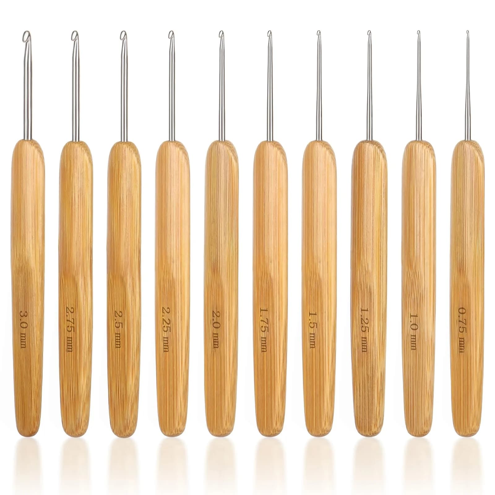 Katech Crochet Hook Set for Beginners, 10 Sizes, Ergonomic Wooden Handles | Durable Stainless Steel, Ideal for Fine Work - main product image