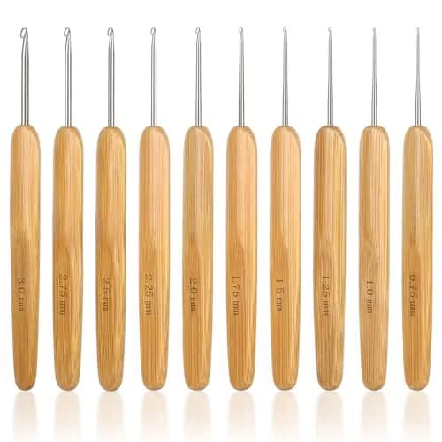 Katech Crochet Hook Set for Beginners, 10 Sizes, Ergonomic Wooden Handles | Durable Stainless Steel, Ideal for Fine Work thumbnail 1